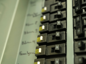 breaker box with various breaker sizes