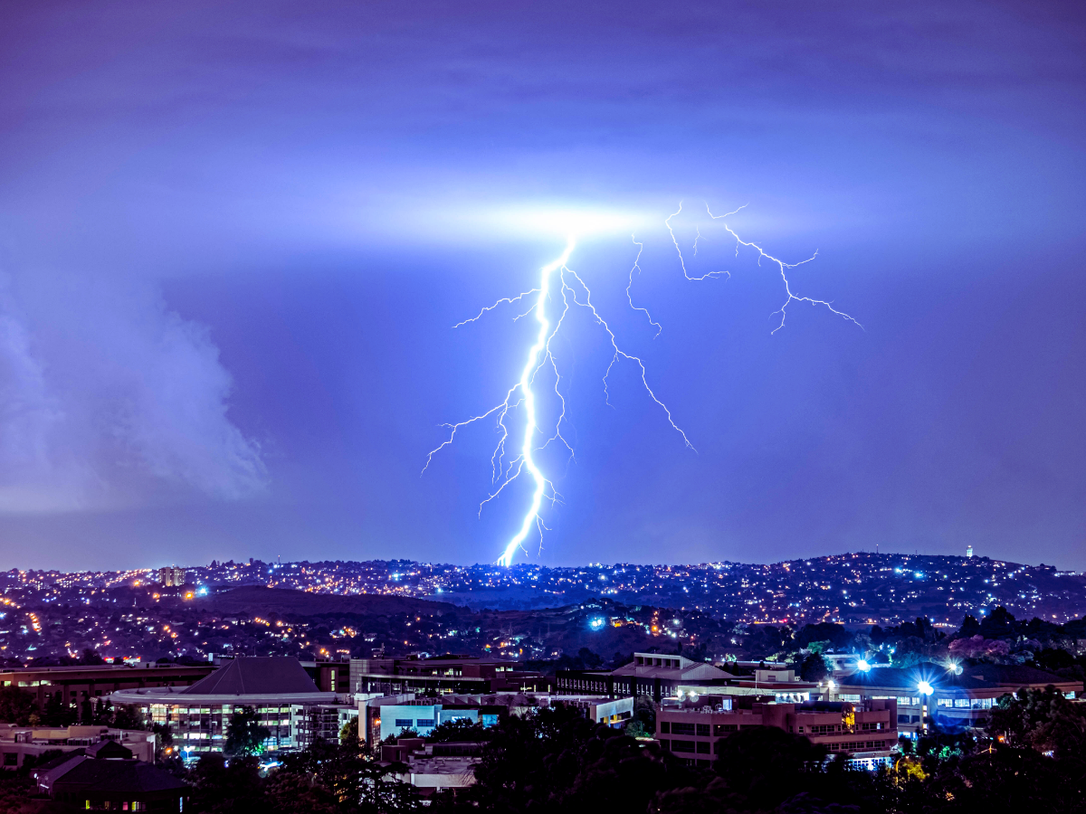 Lighting strike over Miami, FL