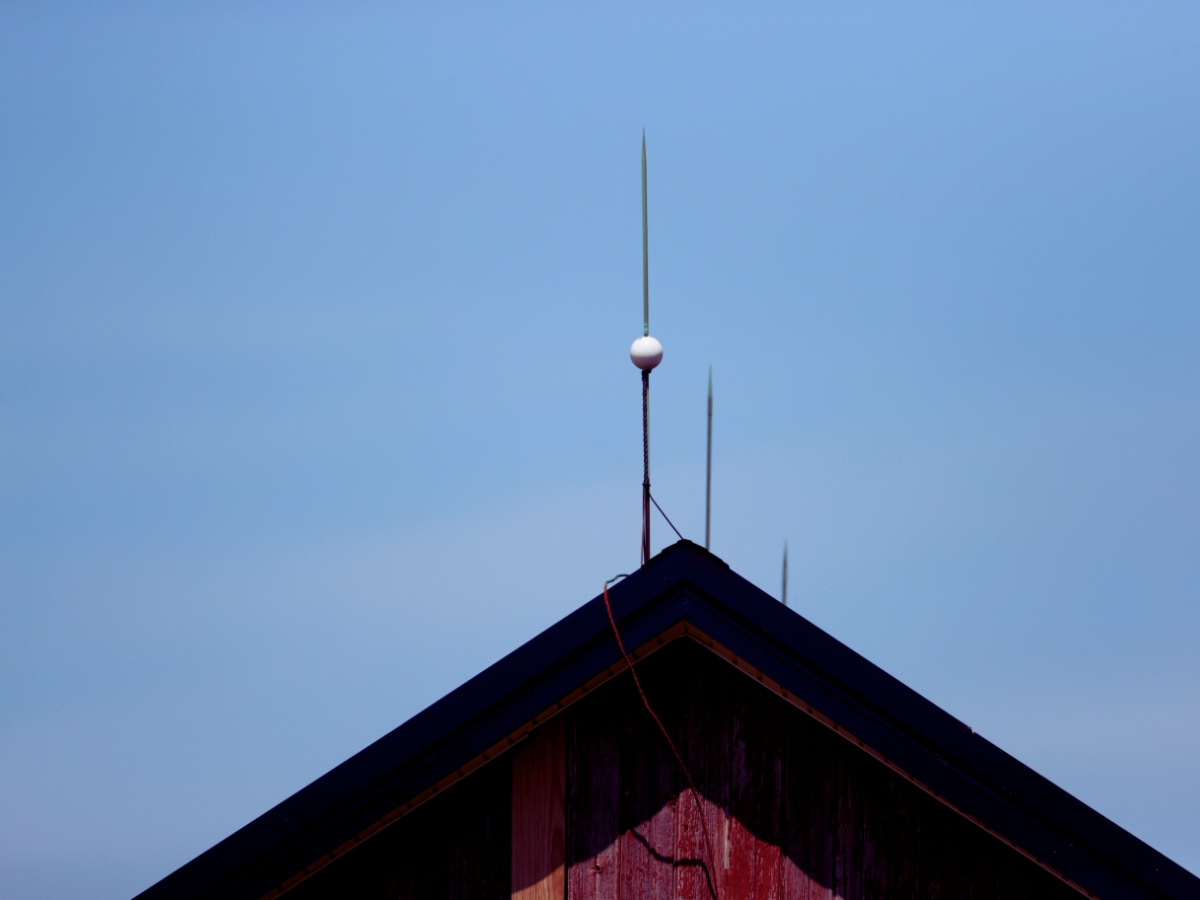 Lightning rod on top of house