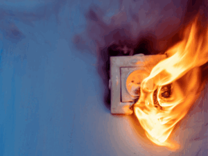 electrical outlet problem causing electrical fire