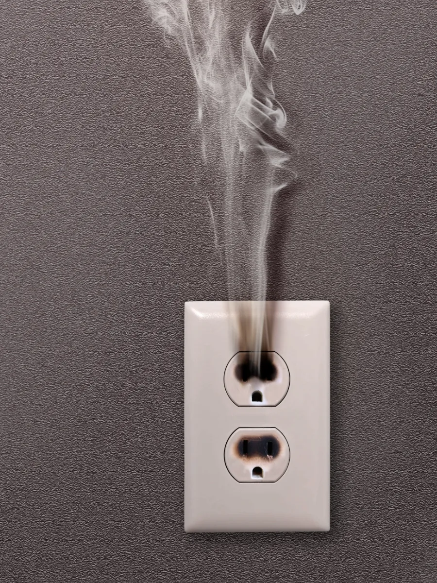 Smoke coming out of electrical outlet